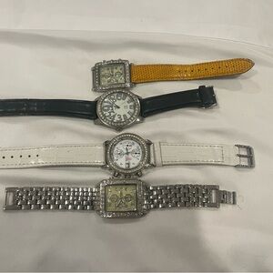 Stylish Watch Set with Leather and Metal Bands